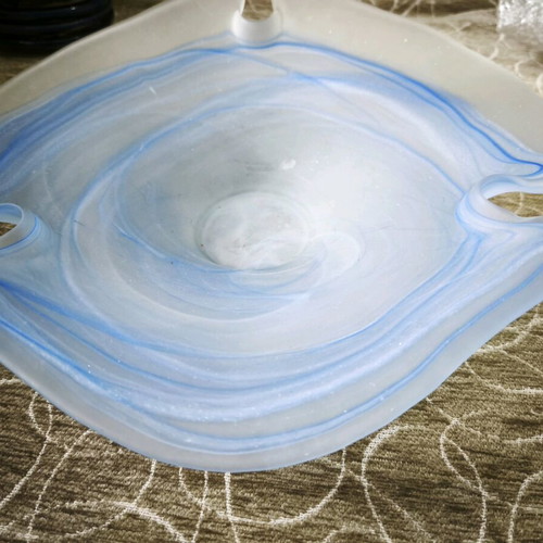 Opaline platter like new, blue shades
