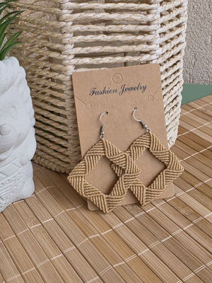 Σκουλαρίκια Macrame σαν καινούργια, υποαλλεργικά, μπεζ