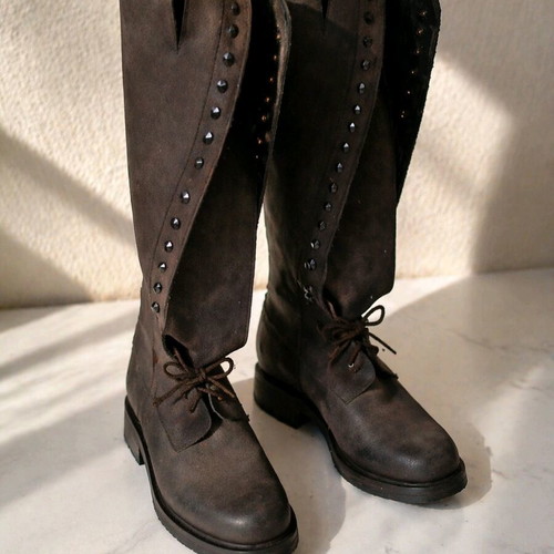 Andrea knee-high leather boots Junior series like new, size 38, black-gray