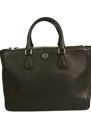 Tory Burch черна кожена голяма дамска чанта употребявана
