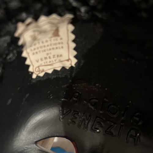 Venetian mask Jester Joker type with rod, like new, La Gioia Venezia