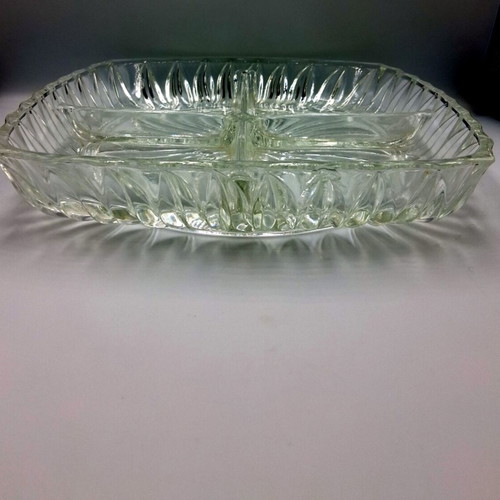 Vintage glass serving platter like new with four compartments