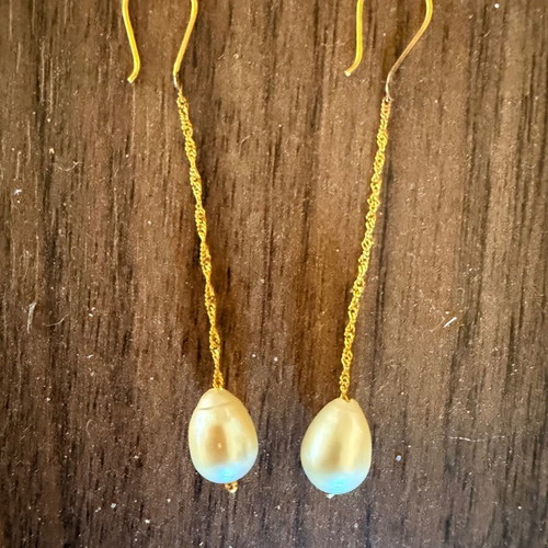 K14 gold earrings with pearl new