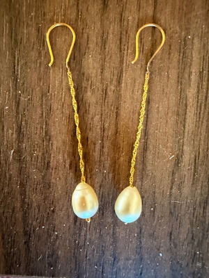 K14 gold earrings with pearl new