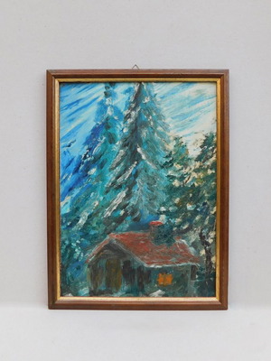 Oil painting like new with wooden frame