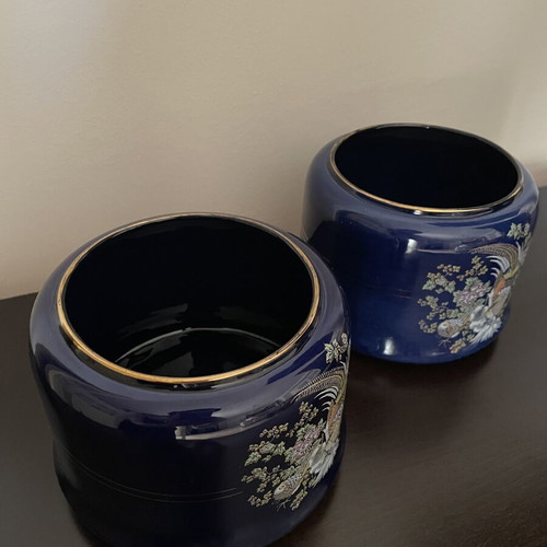 Handmade decorative vases set with 24K gold, like new