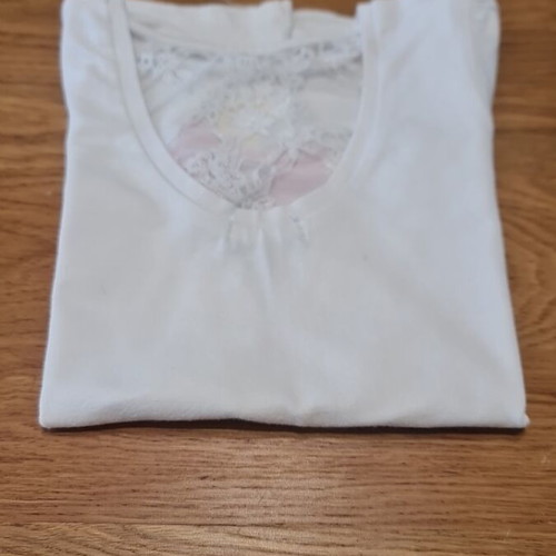 White Marasil blouse like new with short sleeves and lace back