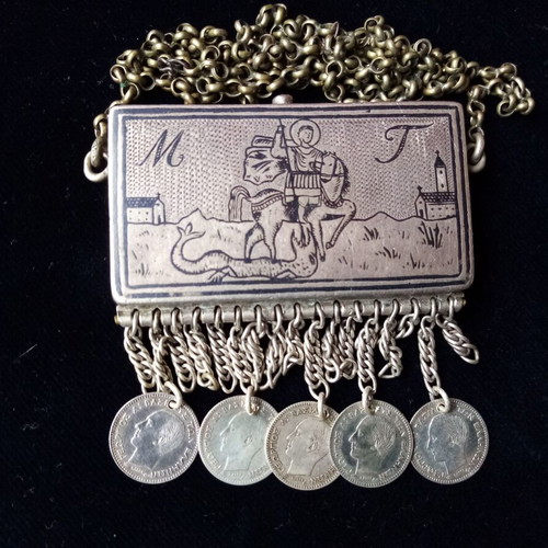 Silver Amulet with Saint George 19th Century Epirus, like new