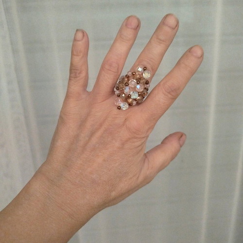 Handmade beaded ring multicolored, new, size 21-22