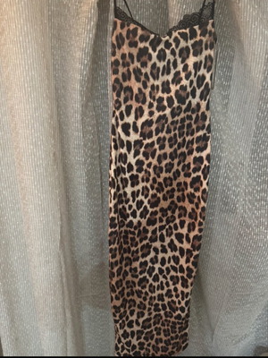 Leopard Print Dress long with slit one size new by Abysse