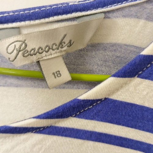 Peacocks striped blouse like new, 3/4 sleeve, white-blue, size XXXL