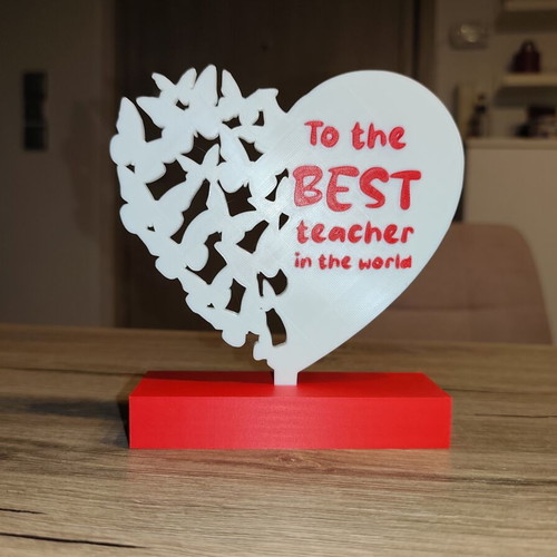 3D Printed Decorative Heart Personalized Gift for Teachers