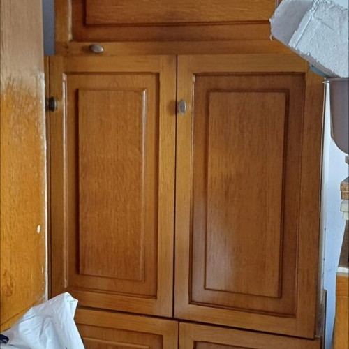 Wooden corner kitchen used, beech wood, dimensions 3x2m plus 1.2m cabinets