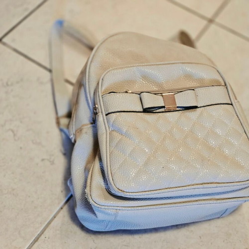 Women's backpack bag faux leather beige used
