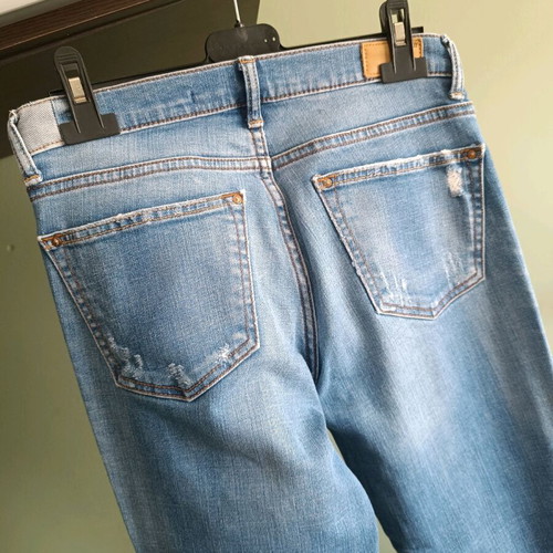 Zara relaxed fit jean with rips like new, blue, size XS