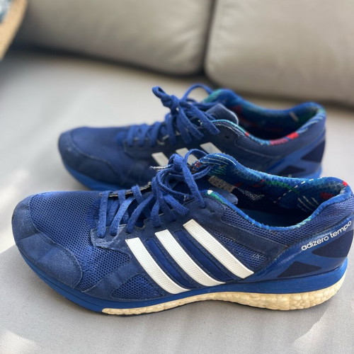 Adidas Adizero Tempo athletic shoes used, size 44, blue