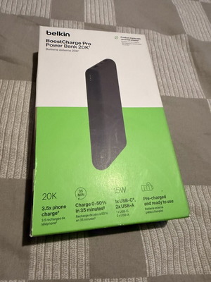 Belkin Boost Charge Power Bank 20000mAh με 2 θύρες USB-A και USB-C μαύρο καινούργιο