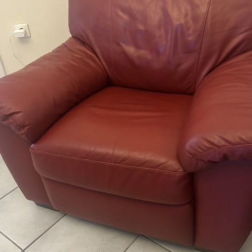 Leather armchairs like new, set of 2, burgundy