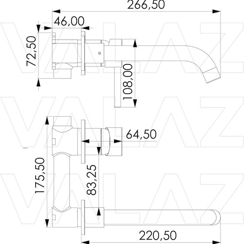 Valaz Guadiana Wall-Mounted Sink Faucet Chrome 21cm New