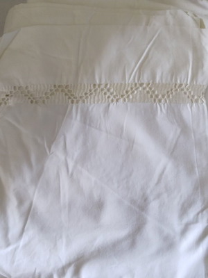 Set of handmade bed sheets and pillowcases with azur new
