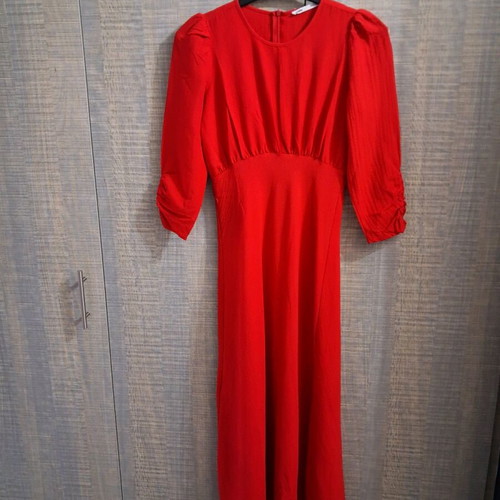 Sinsay midi dress with 3/4 sleeve red like new