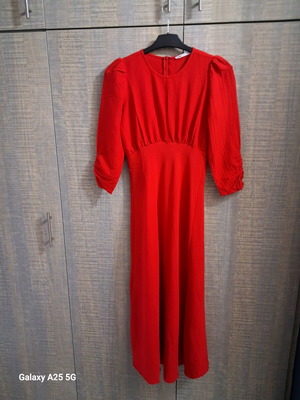 Sinsay midi dress with 3/4 sleeve red like new