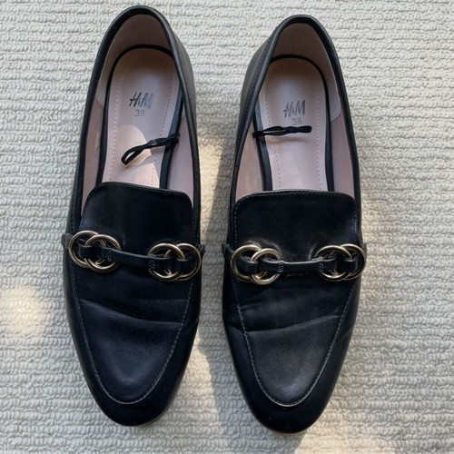 H&M Loafers size 38 like new, black with gold detail