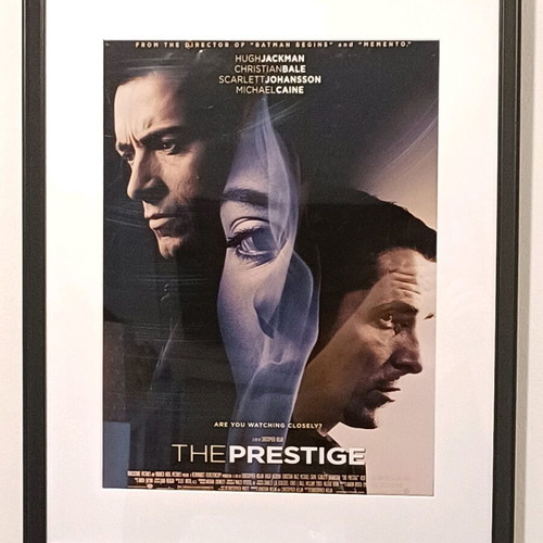 The Prestige movie poster new in black frame with mat 40x50cm