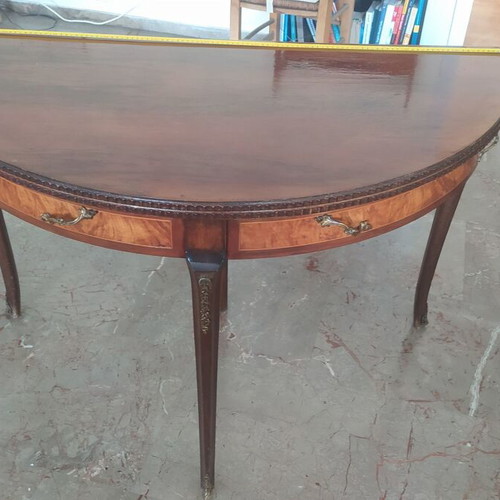 Wooden folding round table used, vintage style