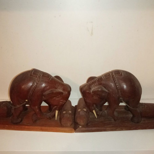 Vintage wooden bookends pair used