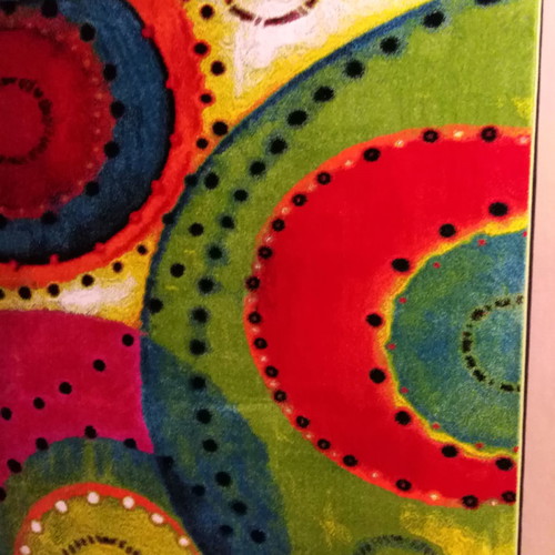 Rug 2x2.90 new with bright colors and geometric shapes