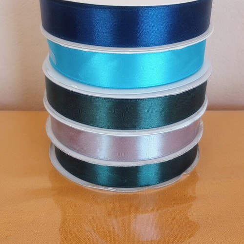 Satin ribbons new, pack of 5, 2 cm width, 50 meters each