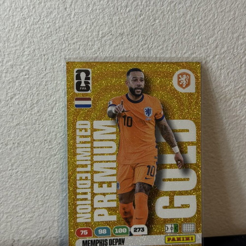 Memphis Depay Limited Edition Premium Gold Panini 2026 World Cup Card New