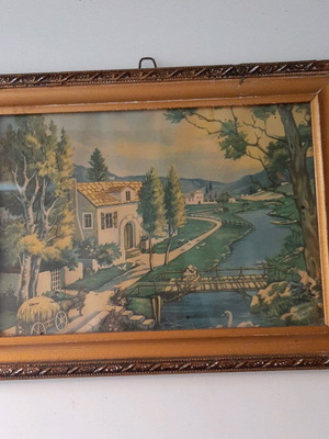 Vintage painting used with carved frame 30×23