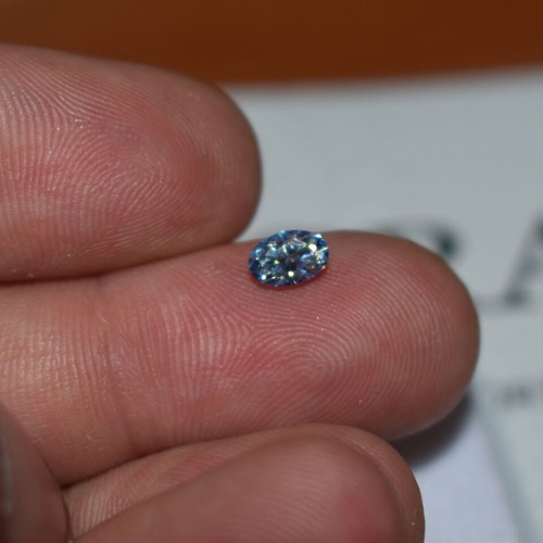 Blue Moissanite 0.5 Carat Laboratory VVS1 with Certificate