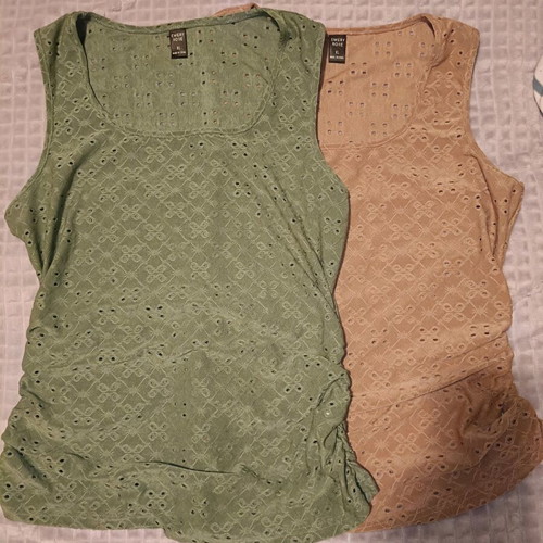 Set of two tops new, pink and green, with elastic hem