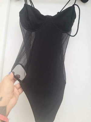 Wolford swimsuit one-piece black with side transparencies used