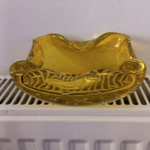 Murano large ashtray used, honey color