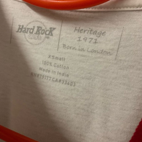Hard Rock T-shirt XS authentic like new, white with red