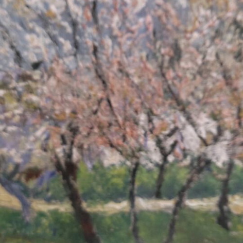 Oil painting on wood used, signed panel 73x62 cm