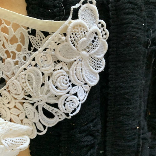 Set of threads, lace and ribbons for sewing used
