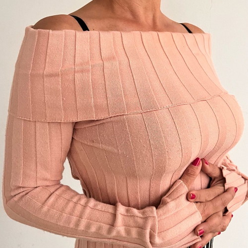 Winter off-shoulder top Zara used, pink, size M