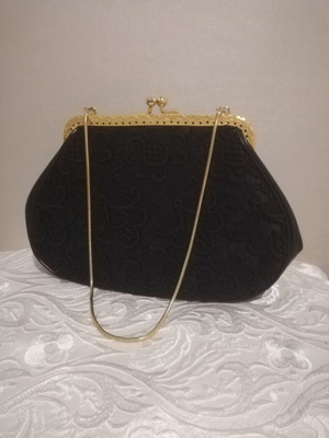 Τσάντα Vintage Clutch χειρός μαύρη σαν καινούργιο '50s με δαντέλα