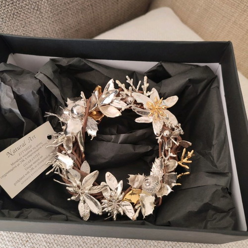 Decorative wreath gold plated 24K and silver new