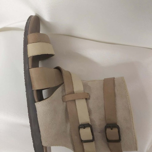 Acebo's leather sandals like new, ankle height 15cm, size 38, beige and brown
