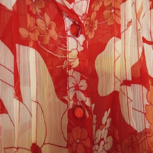 Bershka summer shirt used white red with transparency
