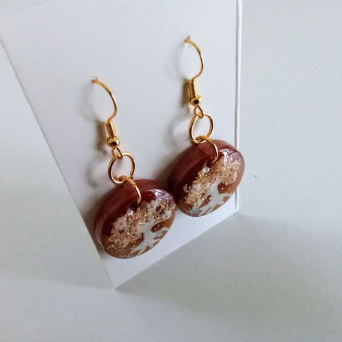 Tree of Life handmade earrings new, brown color