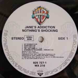 Jane's Addiction Nothing's Shocking vinyl record used, rock