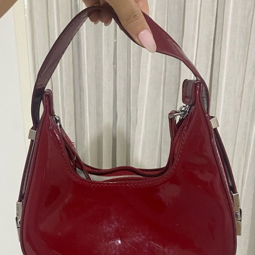 Shein cherry red handheld bag like new with silver details