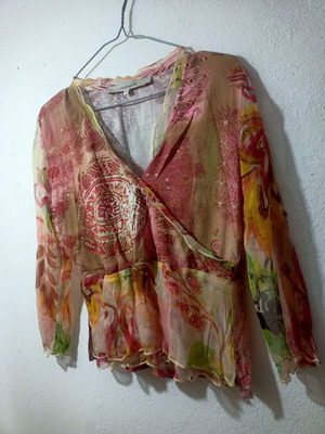 Cocomenthe vintage y2k colorful blouse silk cotton viscose like new